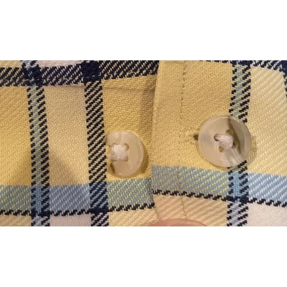 Paul Fredrick XL Long Sleeve Button Up Shirt Plaid Yellow Blue Trim Fit FLAW - Picture 6 of 8